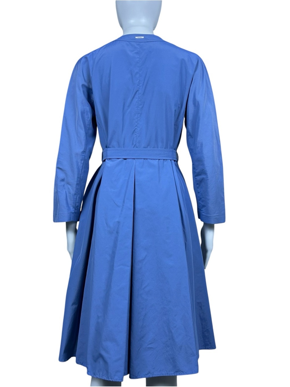 ’S MaxMara Belted Midi Shirt Dress Size 6 Blue Pockets Button Front Preppy - Picture 11 of 16